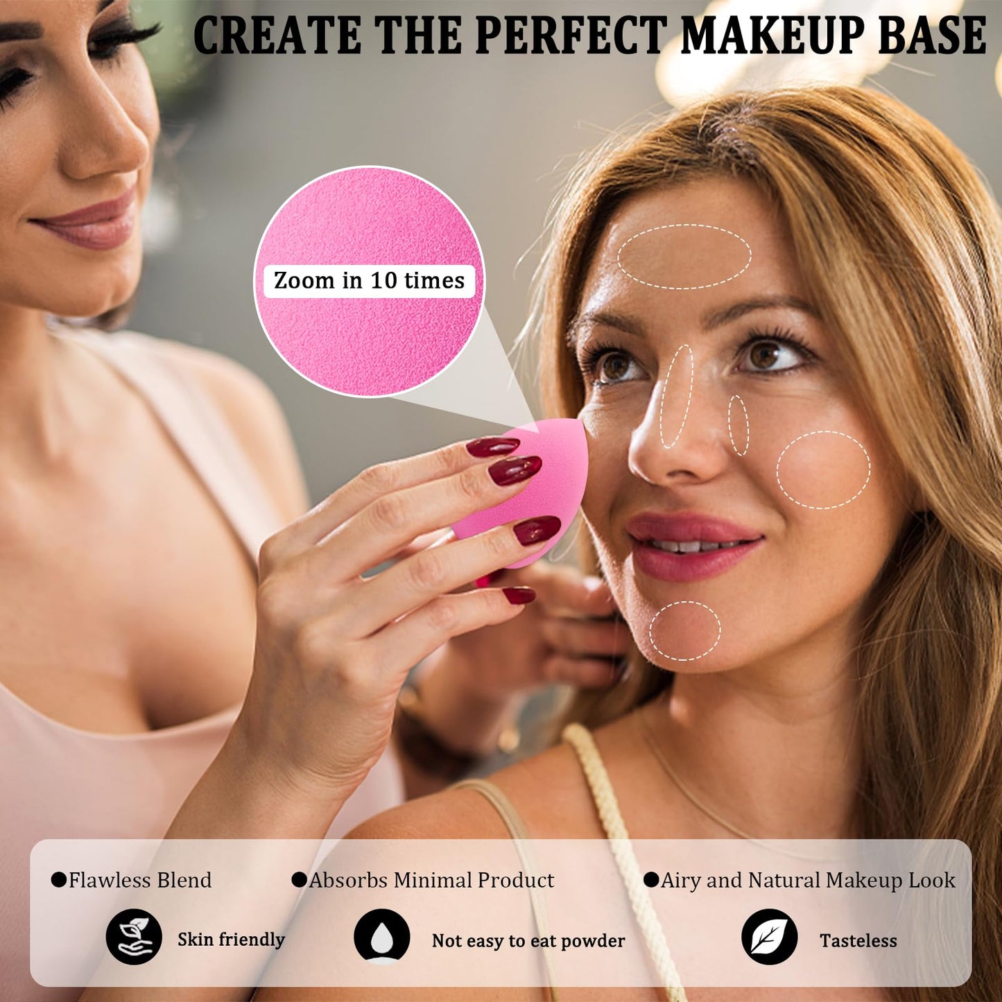 12 Pieces Professional Makeup Sponge Set,Latex Free Flawless Soft Setting Face Puffs,Beauty Sponge Blender Cosmetic Applicator