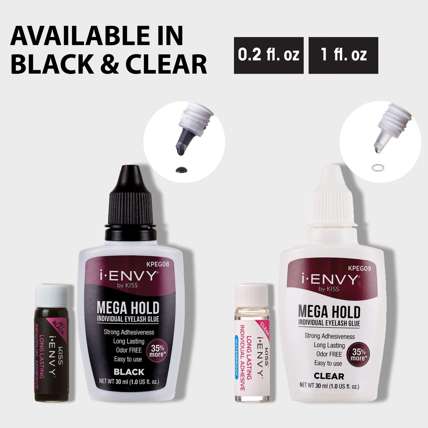 i-Envy Semi-Permanent Lash Glue Adhesive for Individual Cluster Lashes & Lash Extension, Waterproof Strong Hold, Long-Lasting Up to 2 Weeks