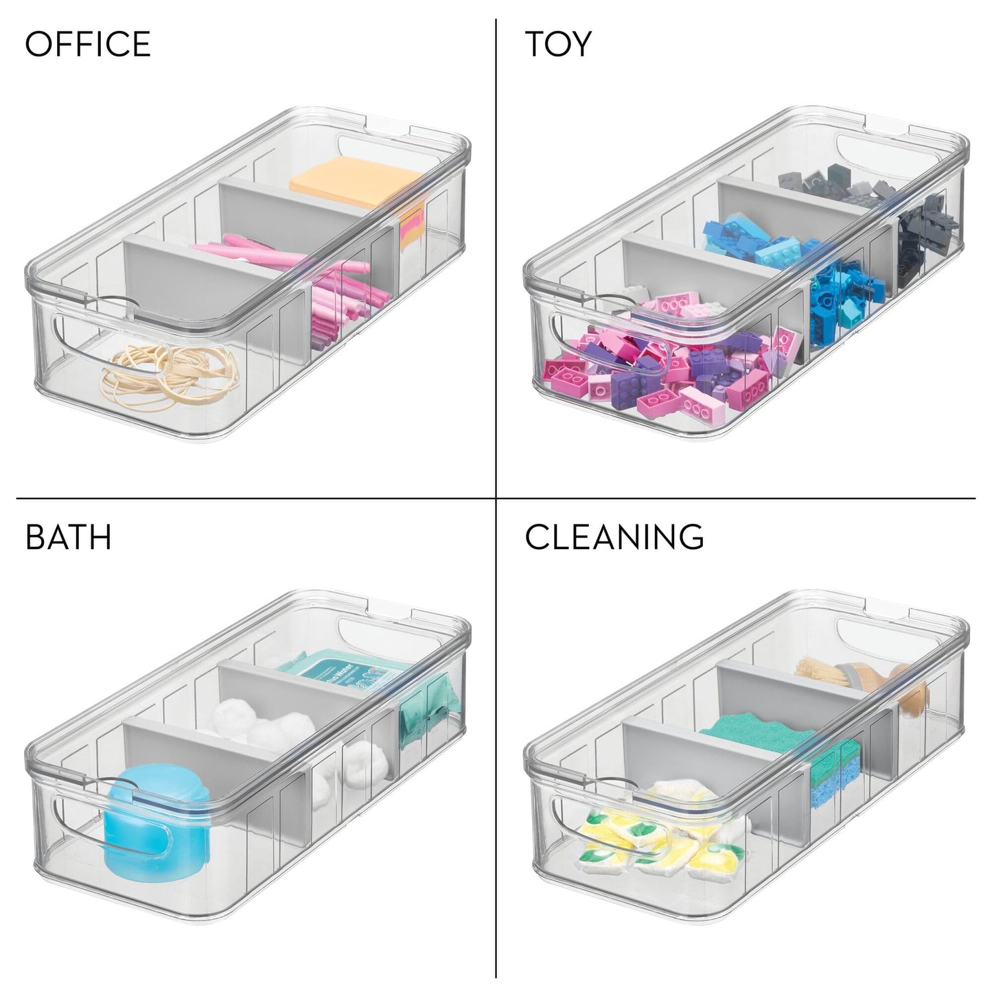 iDesign Recycled Plastic Crisp Large Divided Fruit and Vegetable Storage with Easy to Grip Integrated Handles Designed to Keep Food Fresh Longer, 14.…