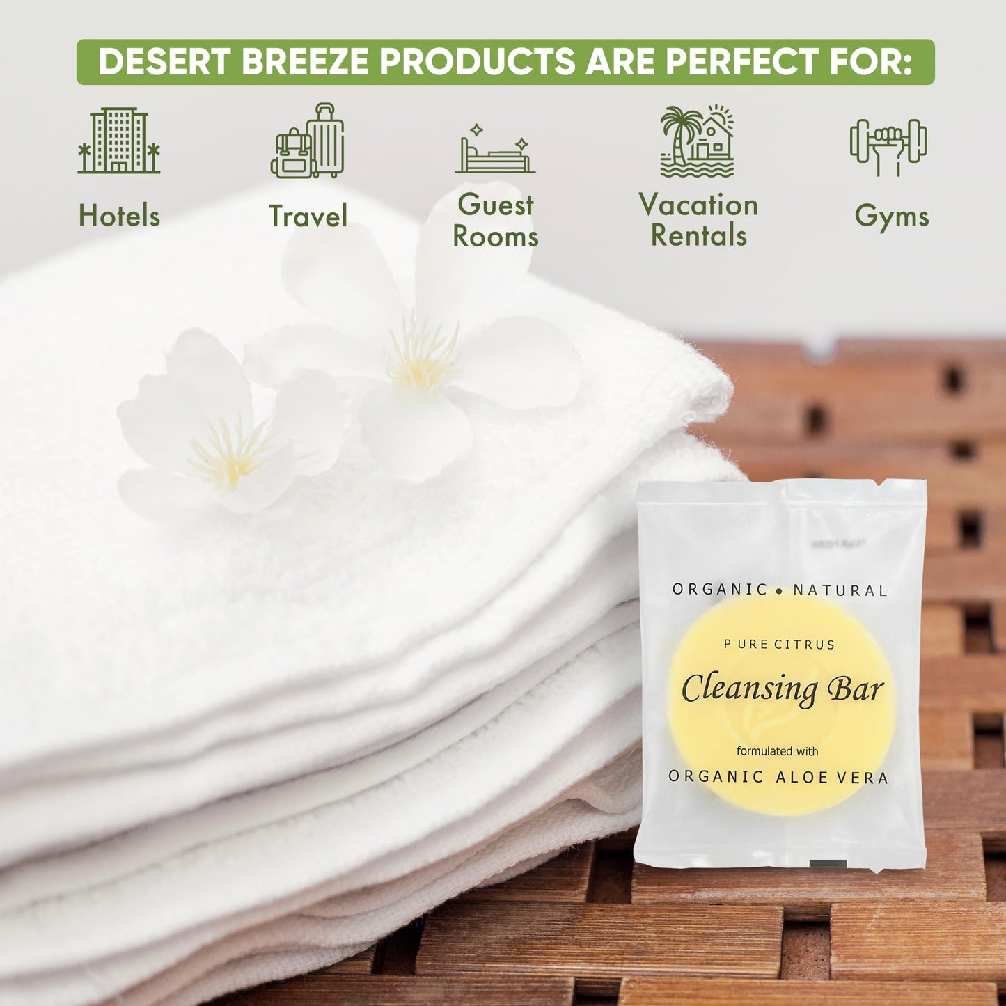 Travel Size Hotel Cleansing Bar Soap 100 Count 0.5 oz Bars Guest Amenities for Vacation Rentals and Short Term Rentals Paraben Free Lemon Chamomile