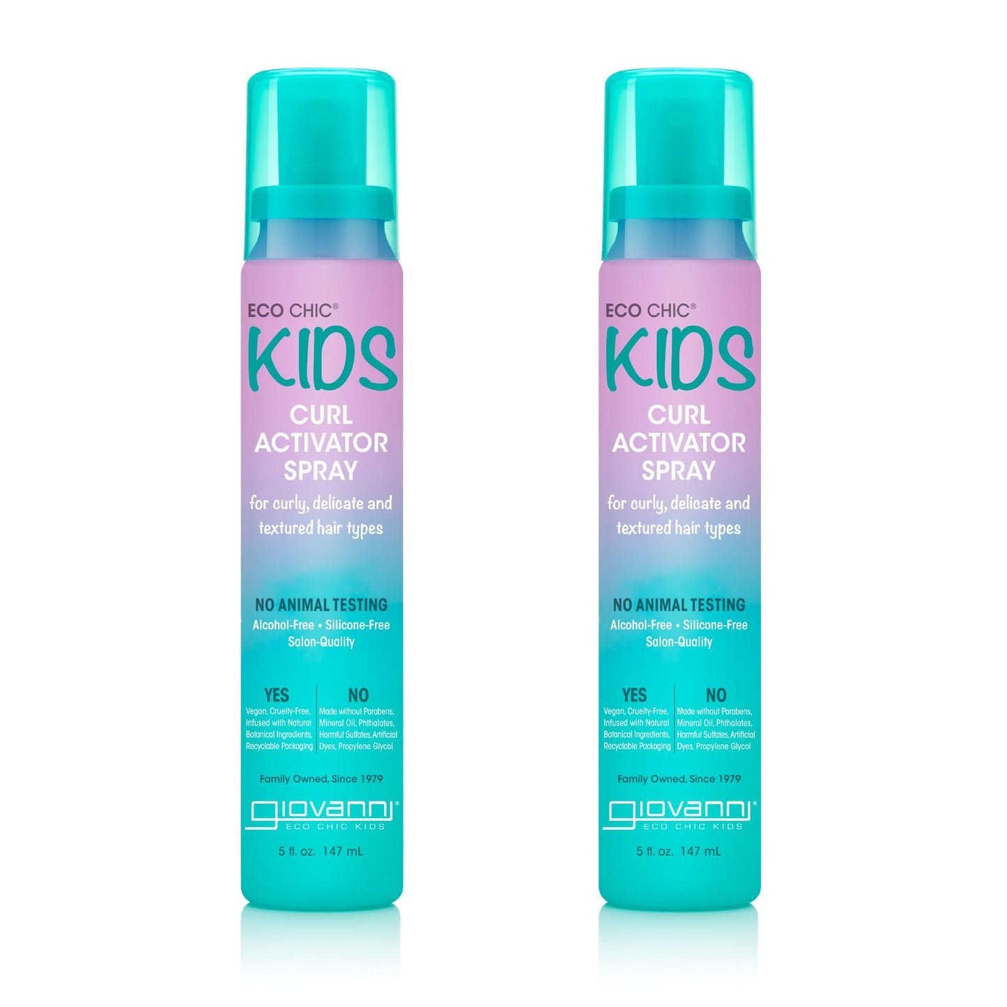 GIOVANNI Eco Chic Kids Curl Activator Spray - Curl Refresher Spray For Kids, Curl Refresher Spray For Curly Hair, Curl Revitalizer Spray For Curly