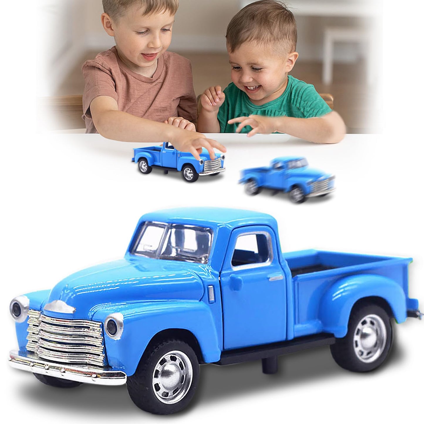 AGSIXZLAN Little Blue Truck Toy for Toddlers 2 3 4 5 6 7 8 Year Old Boys Girls,1:32 Alloy Toddlers Car Toy Driveable,Car Door Can Open,Toy Trucks for…