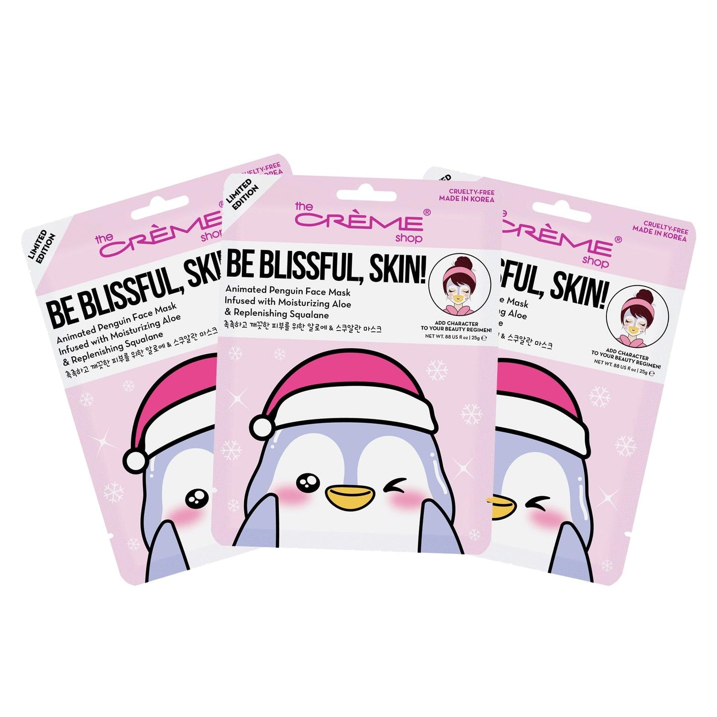 The Crème Shop Be Blissful, Skin! Penguin Holiday Holiday Animated Face Sheet Mask | Korean Sheet Mask | Holiday Gifts for Women | Stocking Stuffers