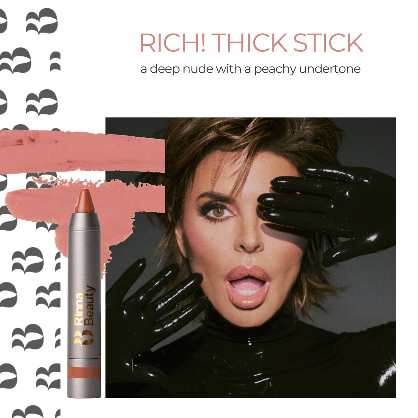 Rinna Beauty Thick Stick Lip Crayon - Rich! - Long Lasting Lipstick, Moisturizing Creamy Formula w/Hydrating Oils & Extracts, Built-In Sharpener