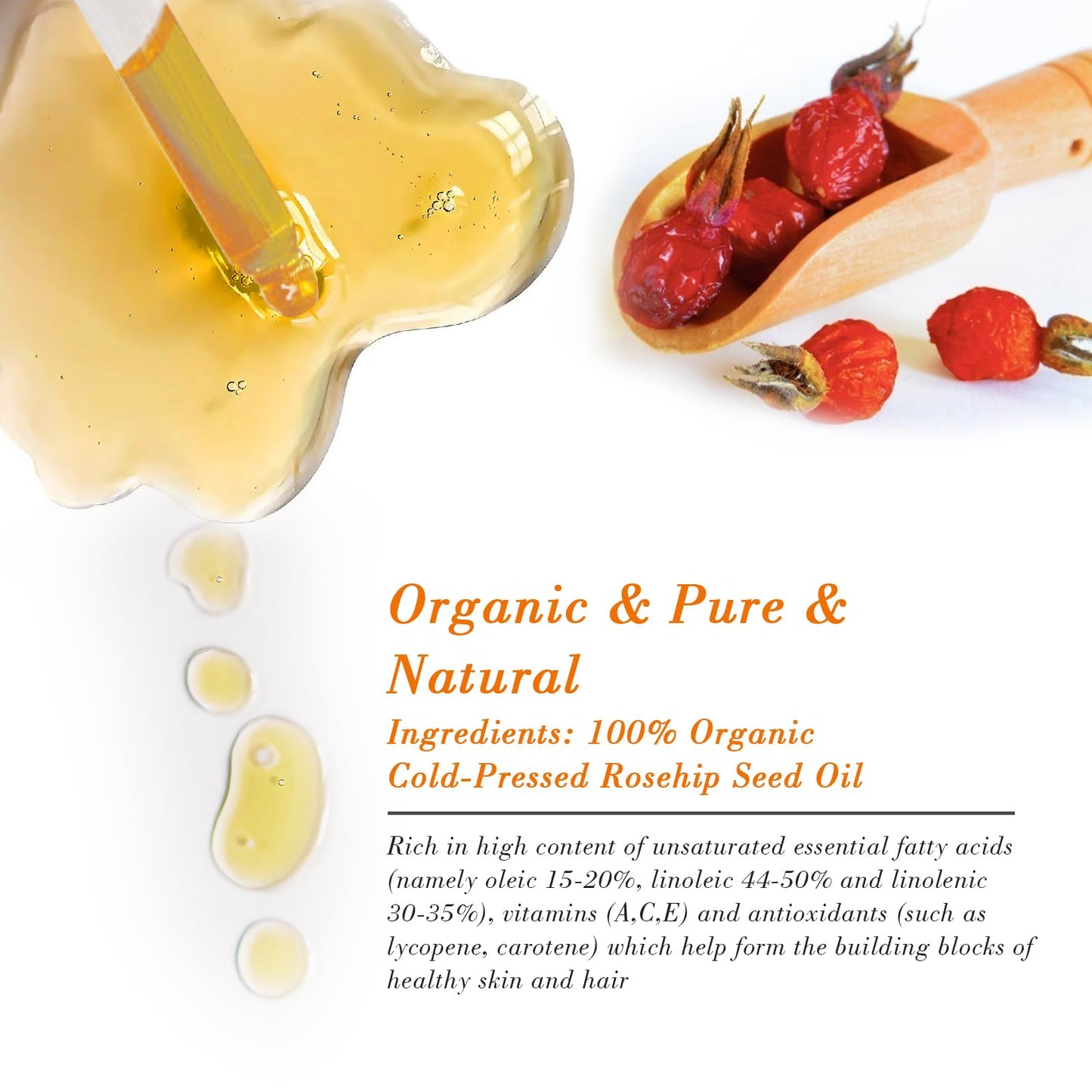 MMPANG Organic Rosehip Oil for Face & Skin, Cold Pressed Rose Hip Seed Oil Beauty and Personal Care MMPANG