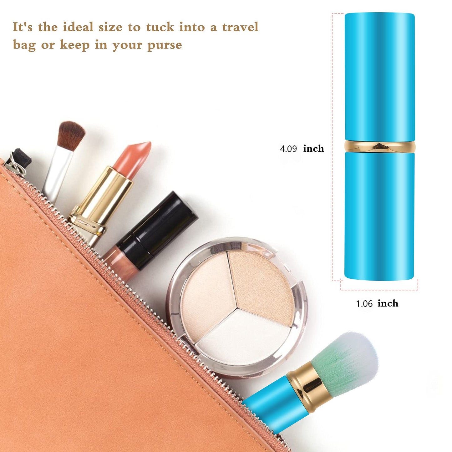 Falliny Retractable Makeup Brush, Travel Kabuki Face Blush Brush, Portable Powder Foundation Sunscreen Brush with Cover for Blush, Bronzer, Buffing