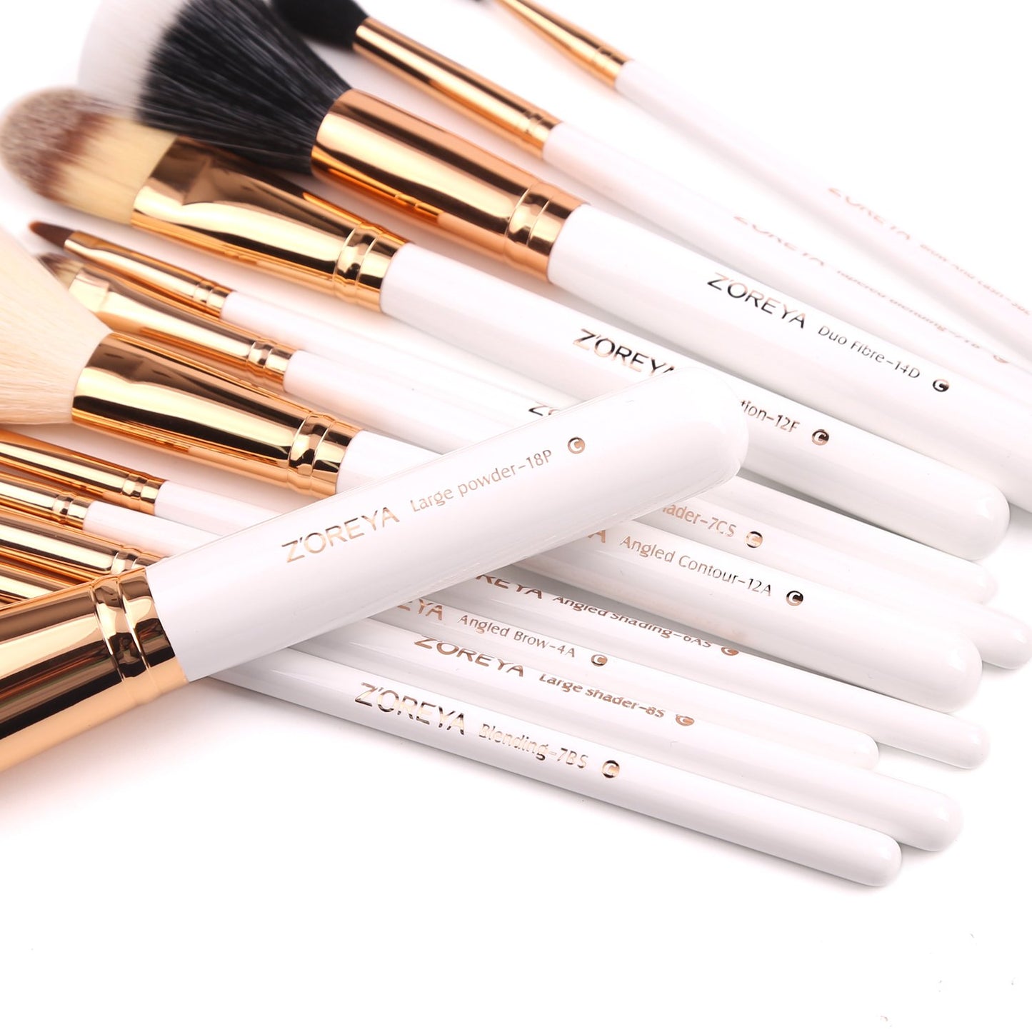 Z'OREYA Travel Makeup Brush Set White 12pcs Makeup Brushes Premium Synthetic Hair Professional Foundation Powder Contour Blush Cosmetic Eye Brush Sets