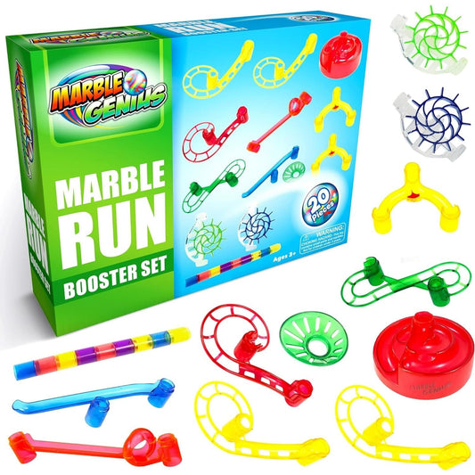 Marble Genius Marble Run Booster Set 20pcs – STEM Construction Building Blocks for Kids Ages 3+, Instruction App Access, Marbles Not Included