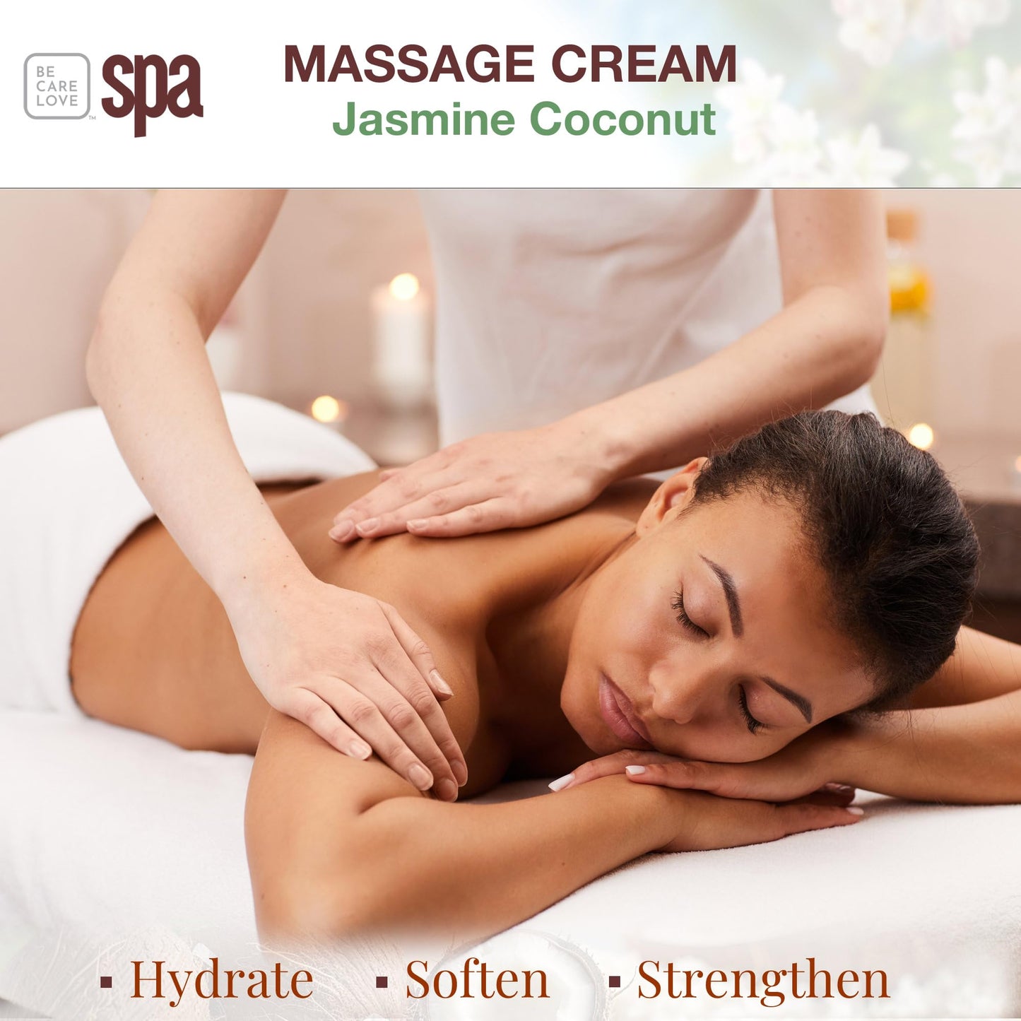 BCL SPA Massage Cream organic Jasmine + Coconut body lotion with rice extract, shea butter, aloe vera, argan and jojoba oils, body cream to hydrate