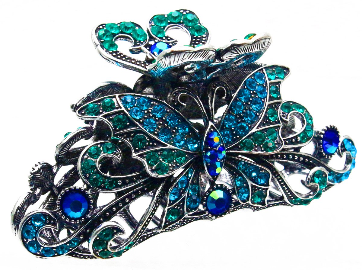 Fashion & Lifestyle Large Metal Alloy Hair Claw Jaw Clip for Women and Girls - Pretty Strong Clamp Non-Slip Barrette Hair Updo Grip Bath Accessories