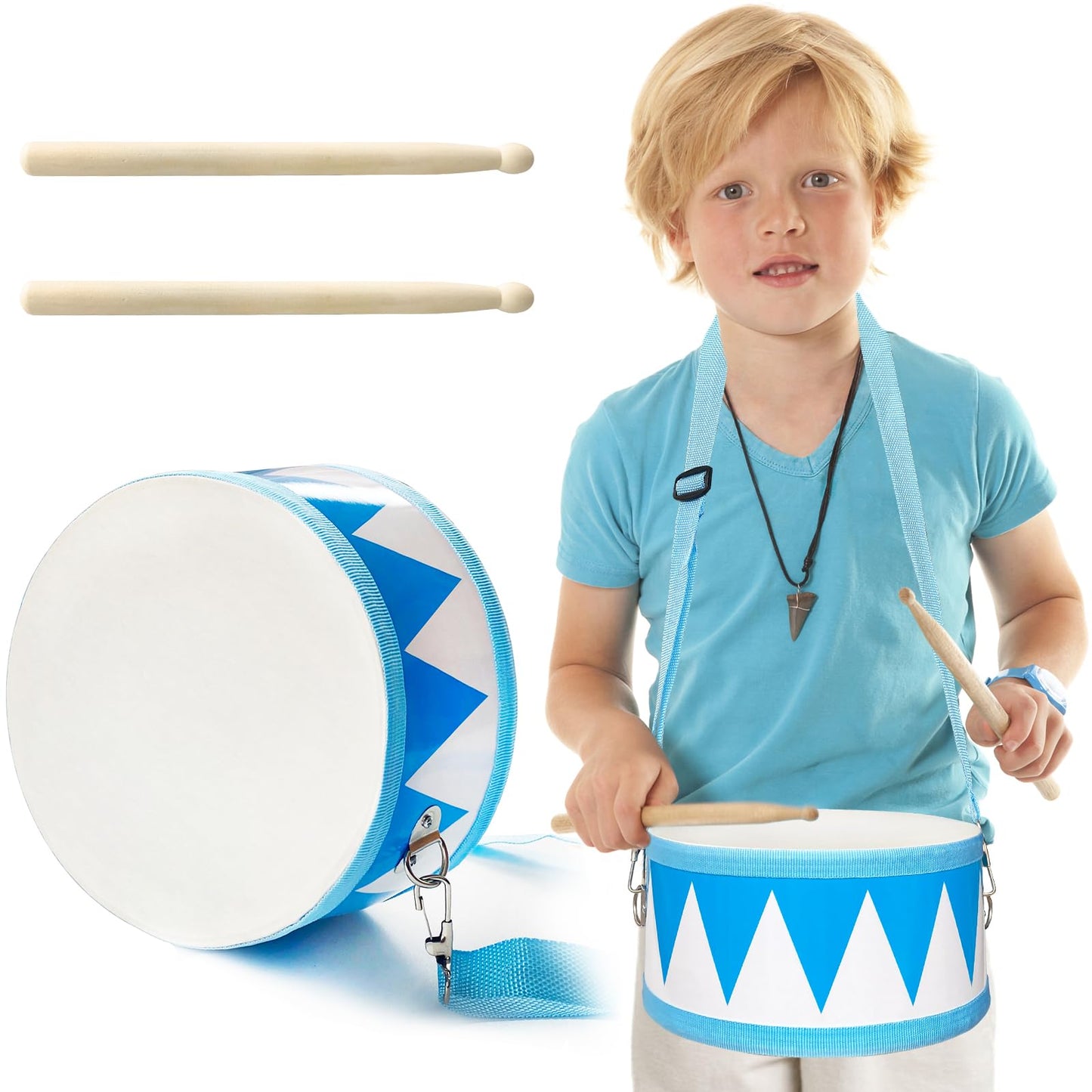 Kids Drum Set – 8" Wooden Drum Toy with Strap & Sticks, Educational Sensory Musical Instrument for Toddlers, Boys & Girls