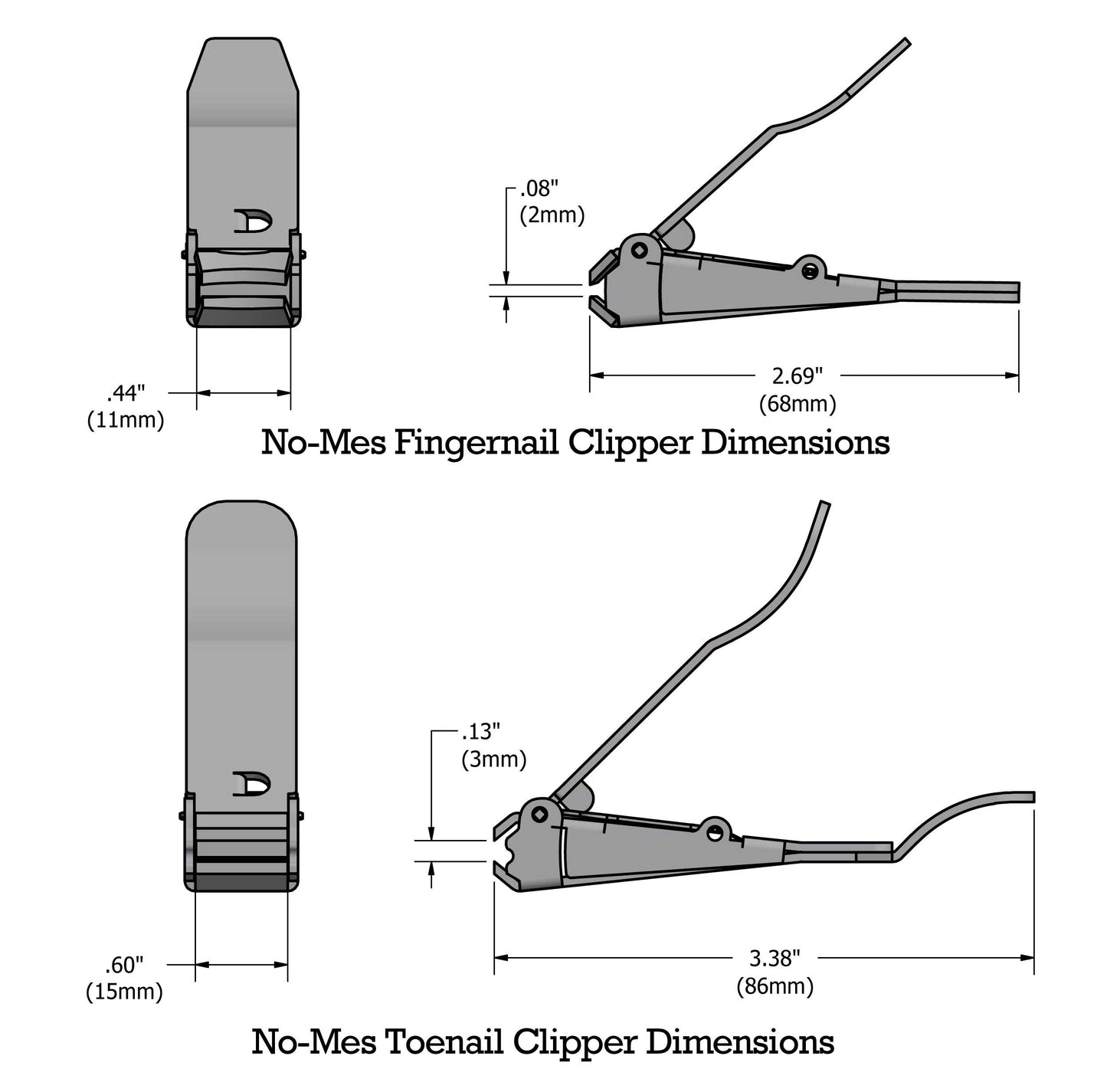 No-Mes Fingernail and Toenail Clipper Gift Set, Catches Clippings, Built-in Nail File, Made in USA