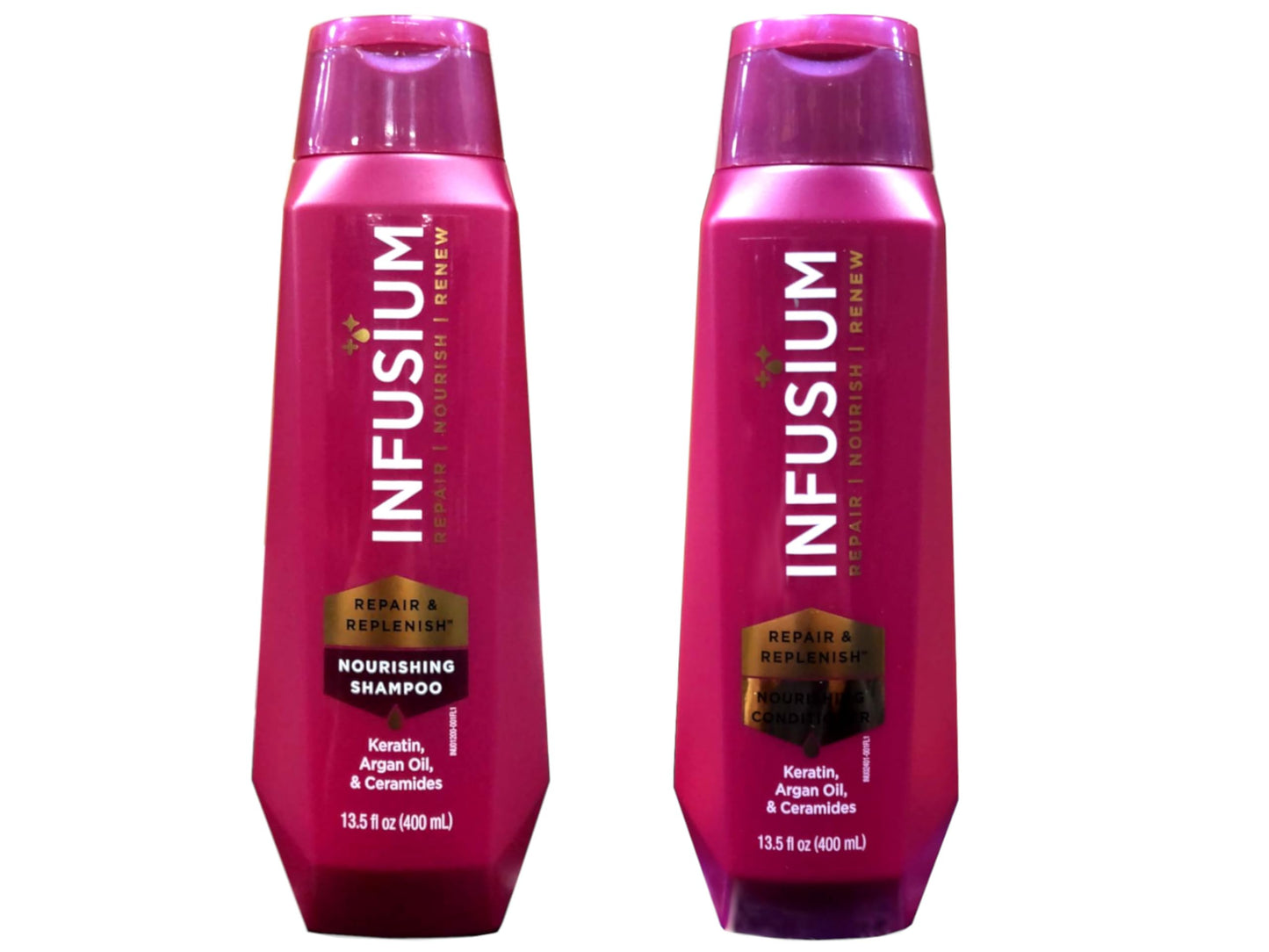 Infusium Professional Treatments Haircare - Moisturize + Replenish With Avocado & Olive Oils - Shampoo & Conditioner Set - Net Wt. 13.5 FL OZ (400 mL)