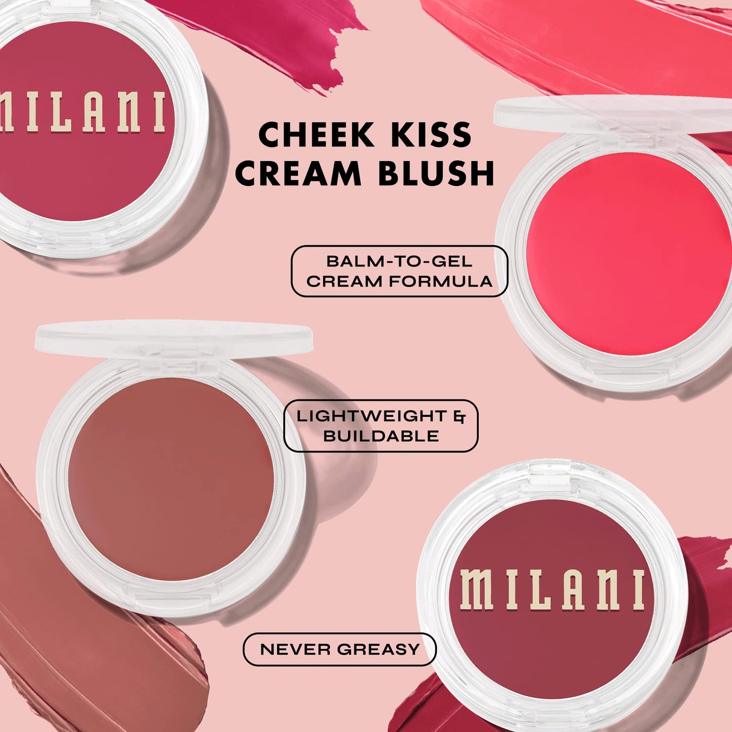 Milani Blush Makeup - Cheek Kiss Cream Blush for Cheeks, Buildable Cream-to-Gel Blusher & Lip Tint, Dewy Natural Color, Hydrating - Nude Kiss