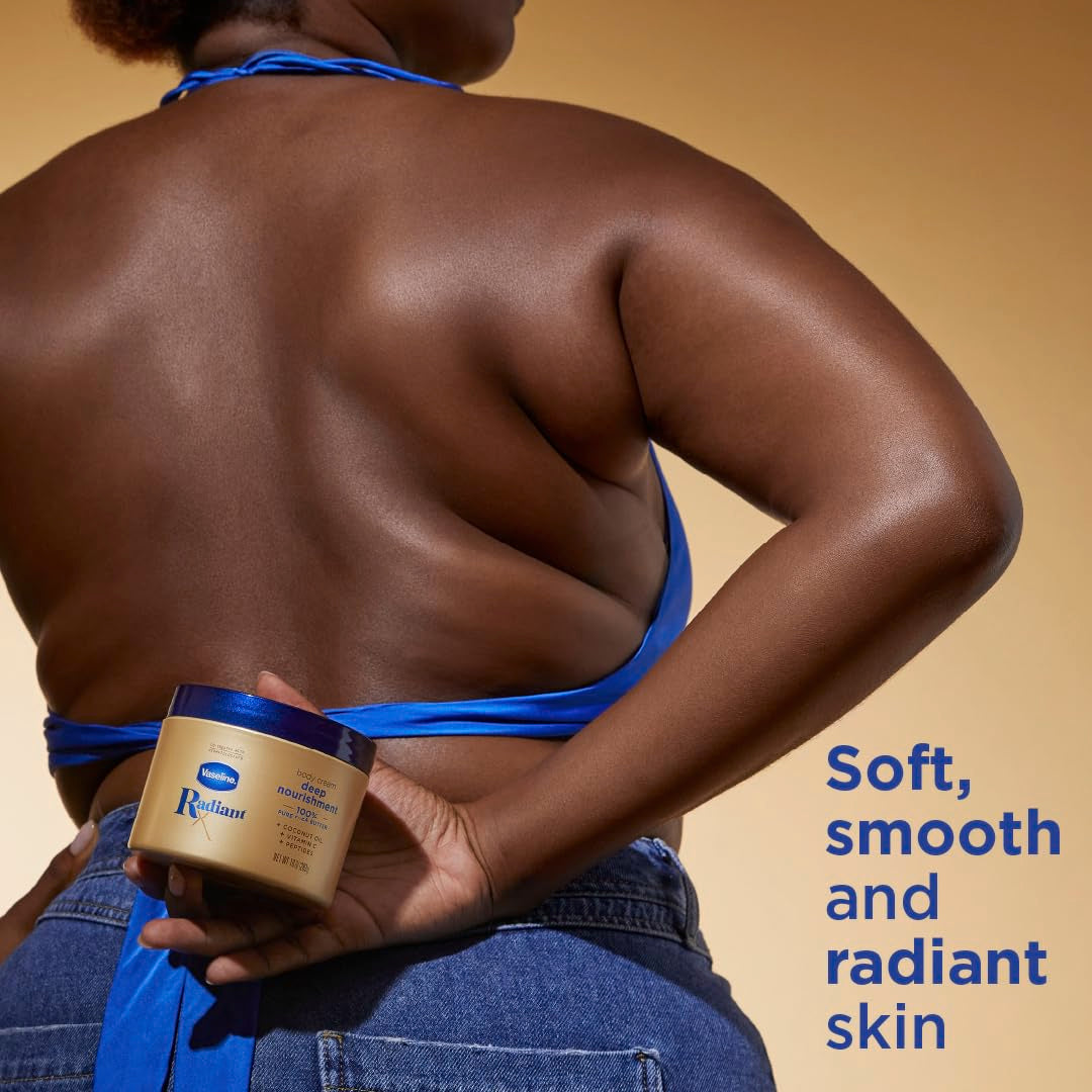 Vaseline Radiant X Deep Nourishment Body Cream 100% Pure Shea Butter, Coconut Oil, Vitamin C, & Peptides 10 oz (Pack of 6) Beauty and Personal Care Vaseline