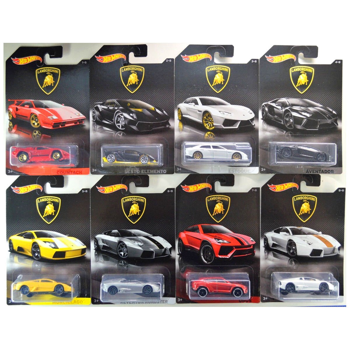 Hot Wheels 2017 Lamborghini Bundle of 8 Die-Cast Vehicles 1:64 Scale