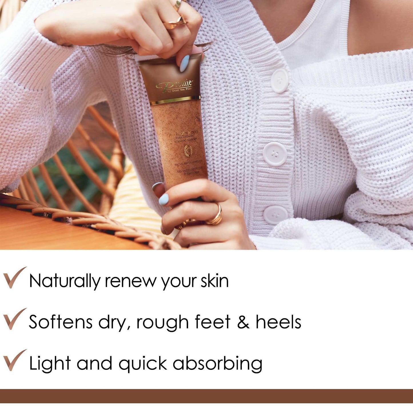 Premier Dead Sea Exfoliating Facial Gel Cleanser 4.25 oz – Micro-Grain Scrub with Dead Sea Minerals, Non-Drying, Aromatherapy & Skin Purifying