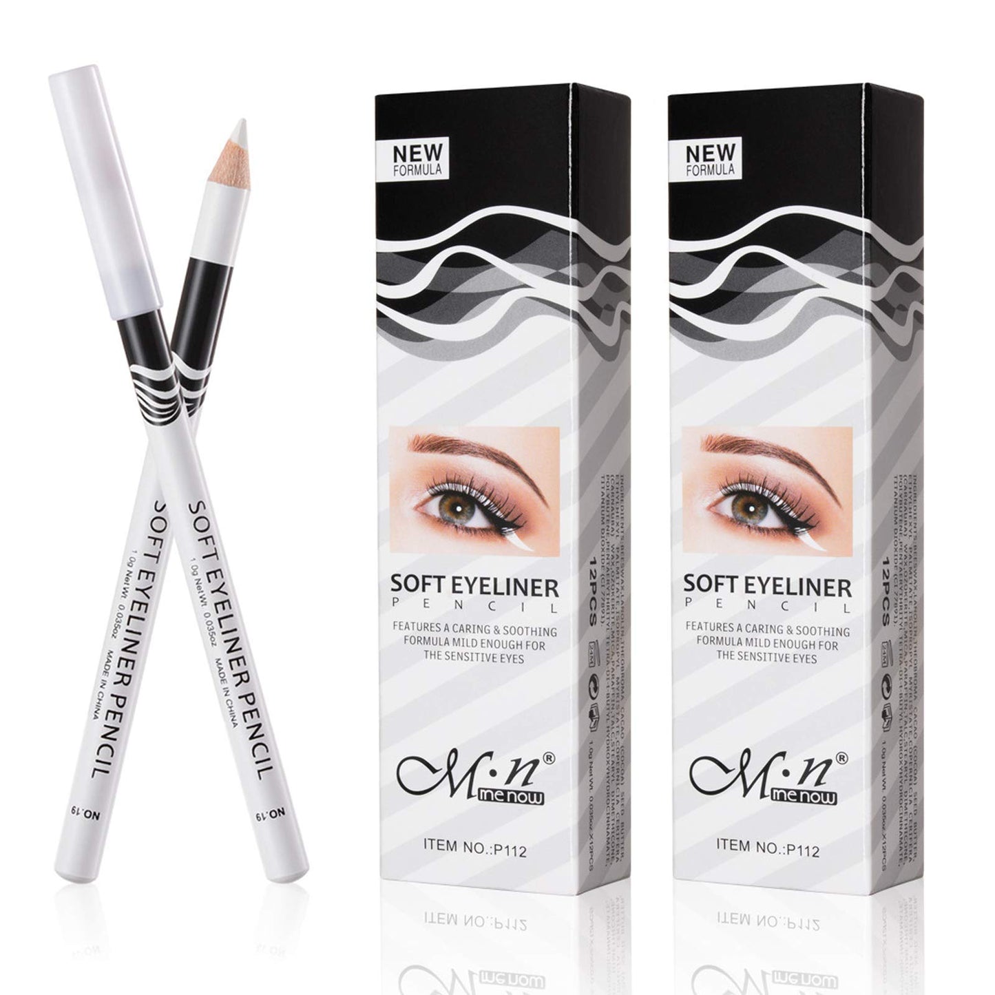 Fashionwu White Eyeliner Pencil Professional Highlighter Eye Liner Pen Soft Strokes Waterproof Long-Lasting Eyeshadow Eye Silkworm Brighten Pencil