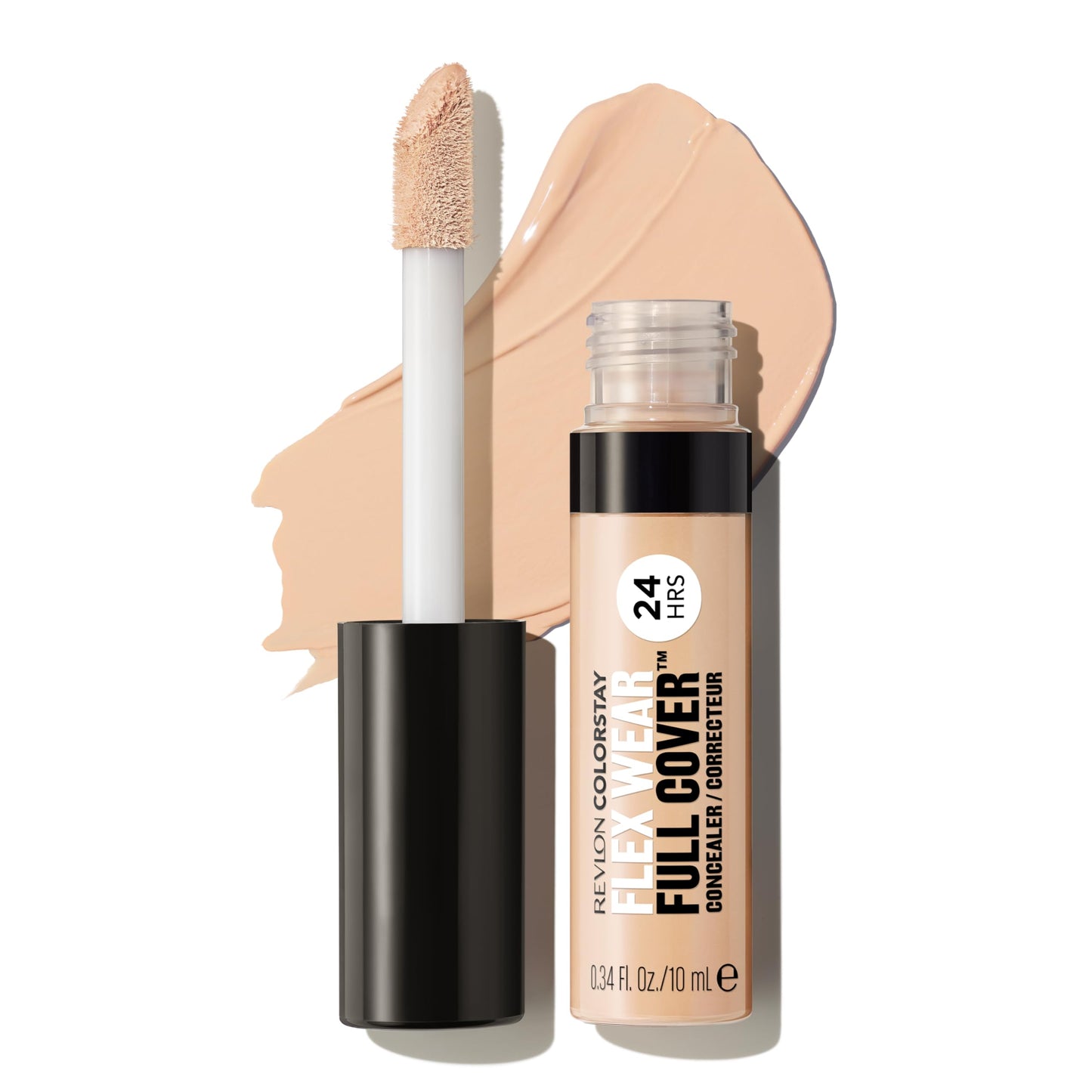 Revlon ColorStay Flex Wear, Full Cover Non-Creasing Concealer, Infused with Hyaluronic Acid & Vitamin E, Flexible Longwear, 015 Light, 0.34 Fl Oz