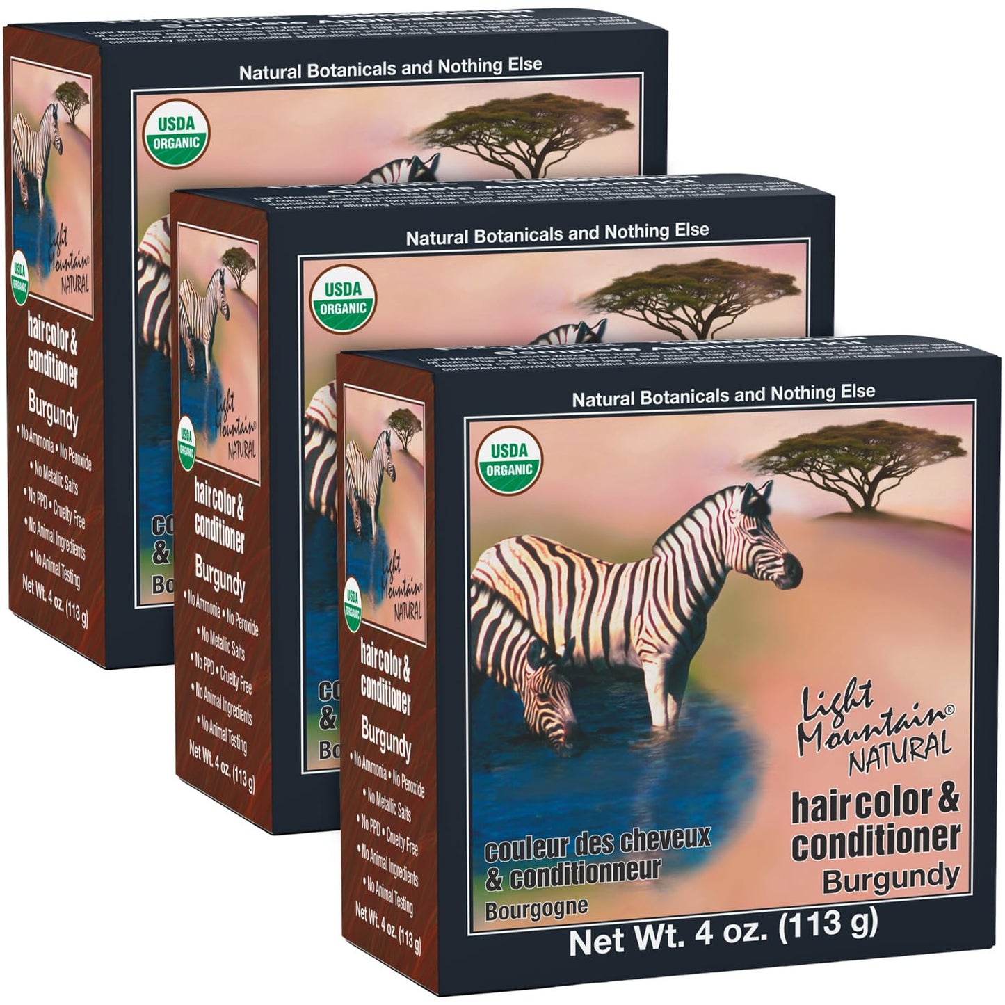 Light Mountain Henna Hair Color & Conditioner - Burgundy Hair Dye for Men/Women, Organic Henna Leaf Powder and Botanicals, Chemical-Free