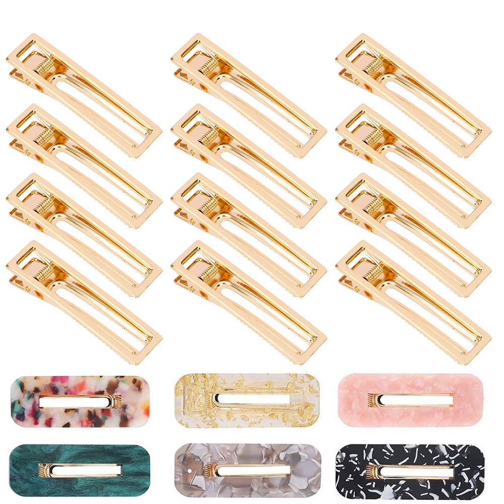 Gukasxi 30pcs Alligator Hair Clips Barrettes Metal Hollow Hair Clip for Silicone Mold Making Pearl Acrylic Resin Hair Pin Hairbow Hairpins Accessories