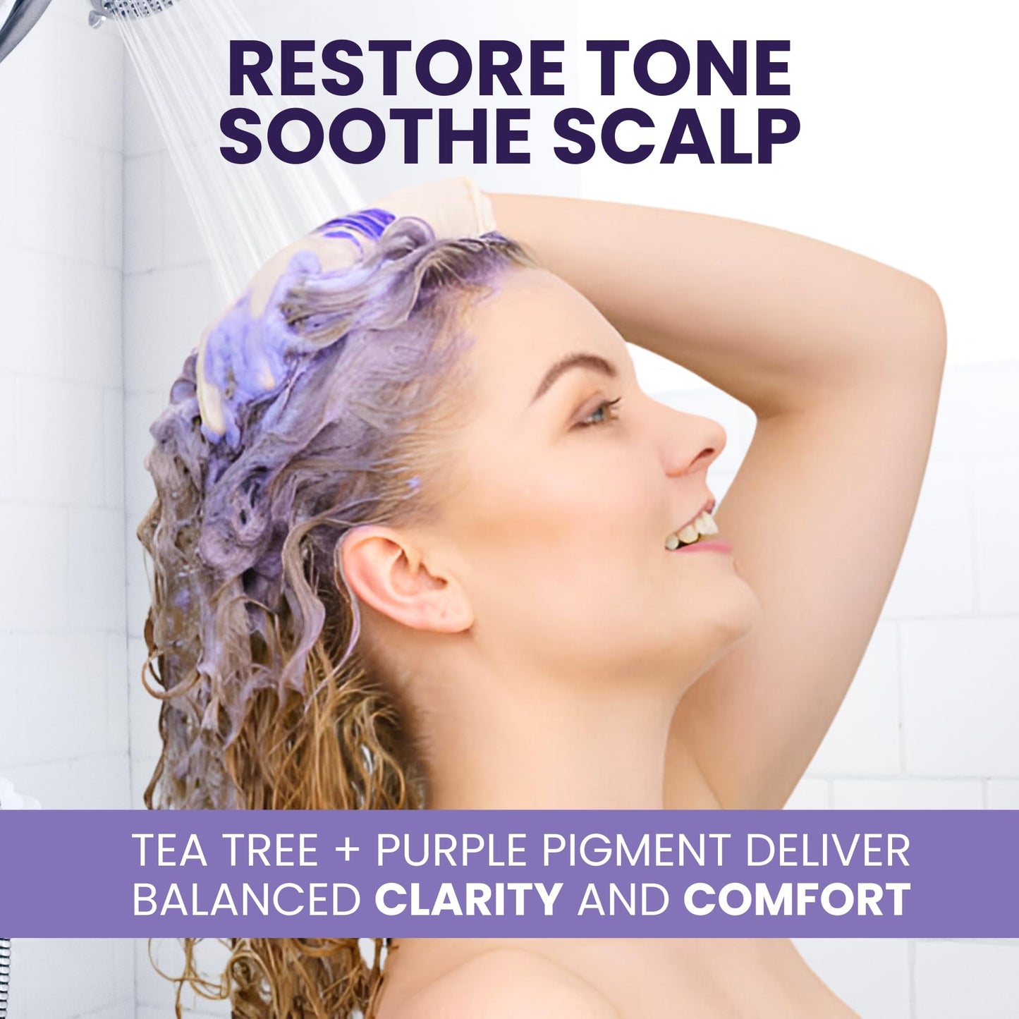 KESMEDIK Tea Tree Purple Shampoo & Conditioner Set with Rosemary & Aloe, Professional Anti Brass Toner, Removes Yellow Tones for Gray, Bleached, White