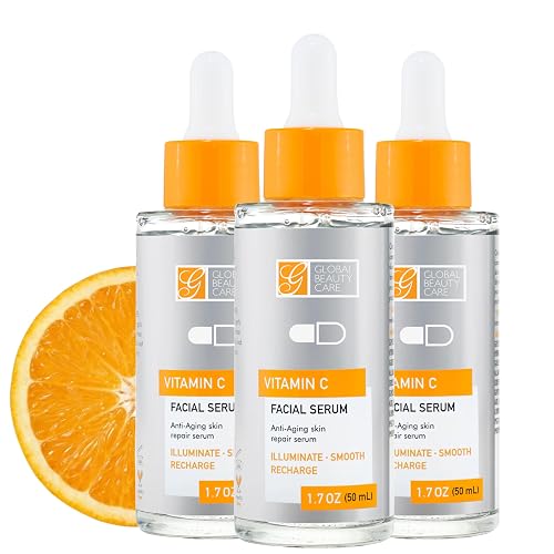 Global Beauty Care Vitamin C Facial Serum - Facial Treatment Serum with Hyaluronic Acid for Uneven Tone & Radiance Appearance Support, Fast Absorbing