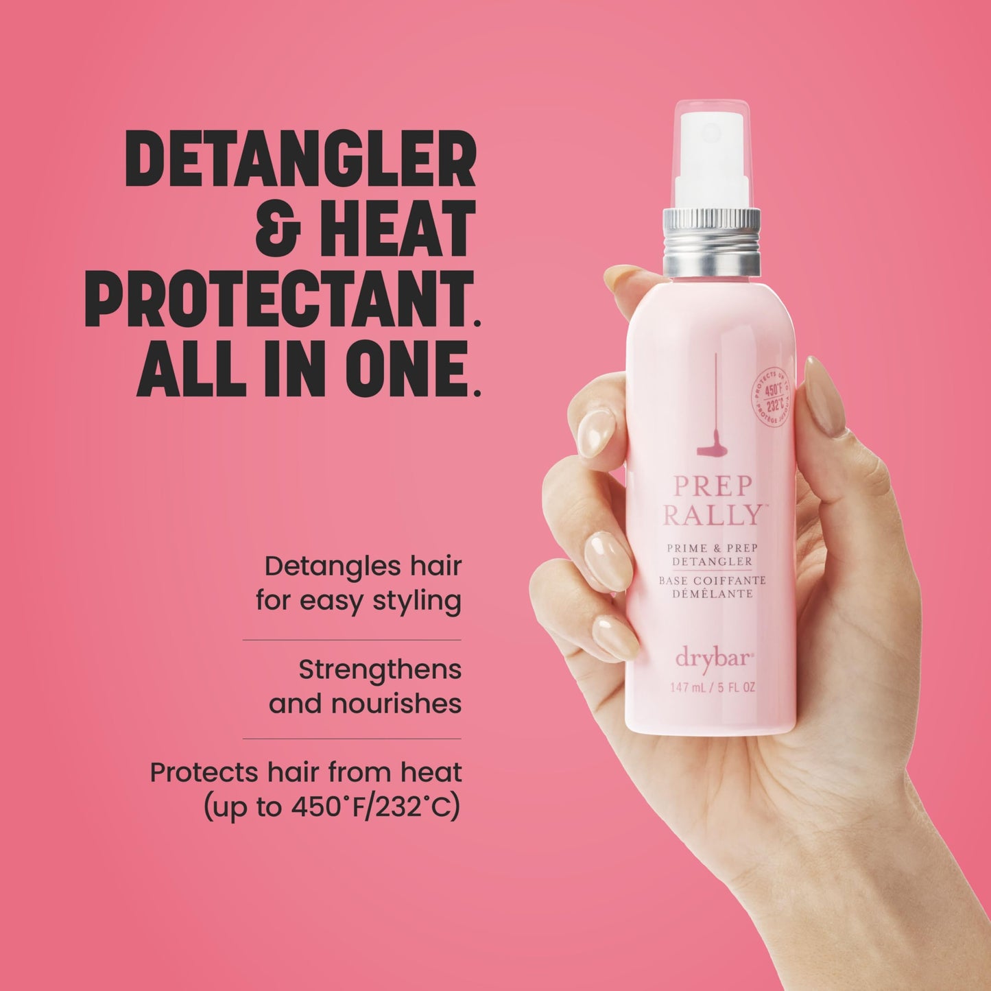 Drybar Prep Rally Prime & Prep Detangler Coconut Colada Scent - Full Size | Nourishes Hair, Detangles with Ease, Leaves Hair Soft & Manageable