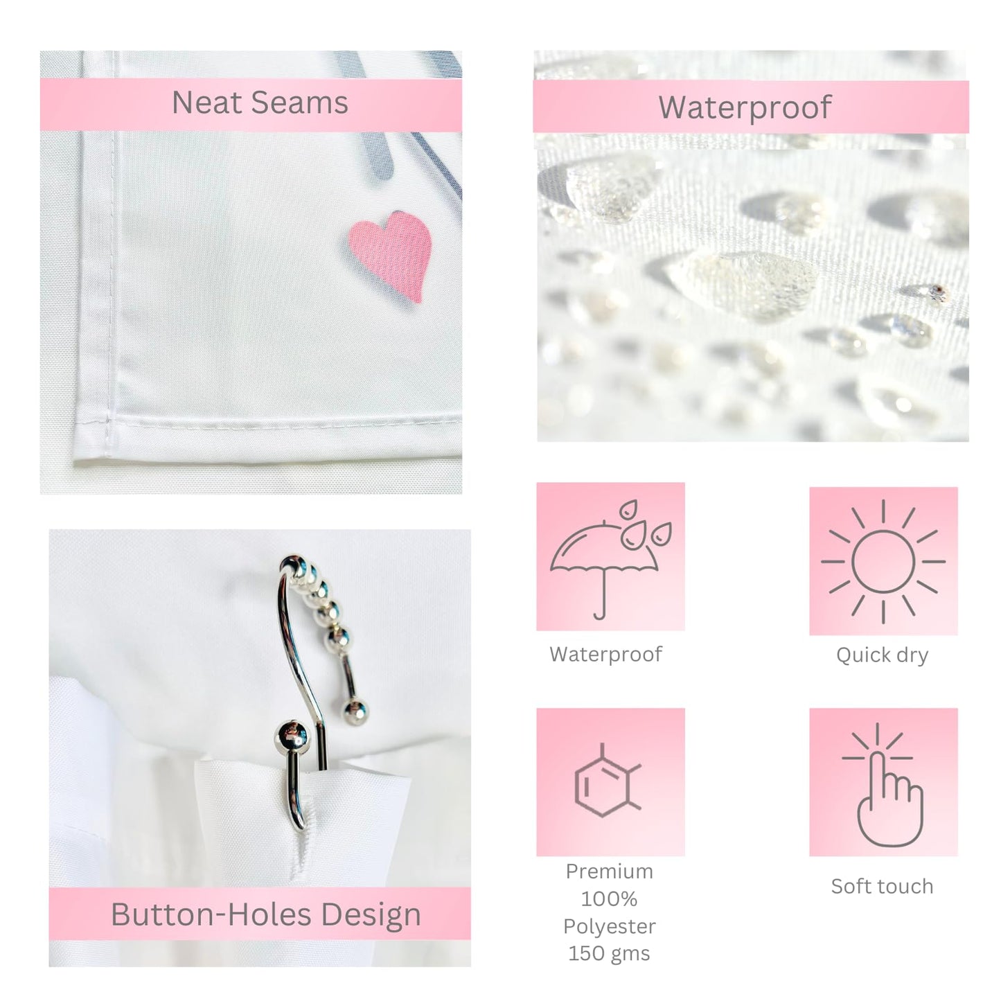 Girl Boss Motivational Shower Curtain - White with Rose Gold Quotes & Affirmations, Inspirational Bathroom Decor for Women, Empowerment Gift, 71" W x…