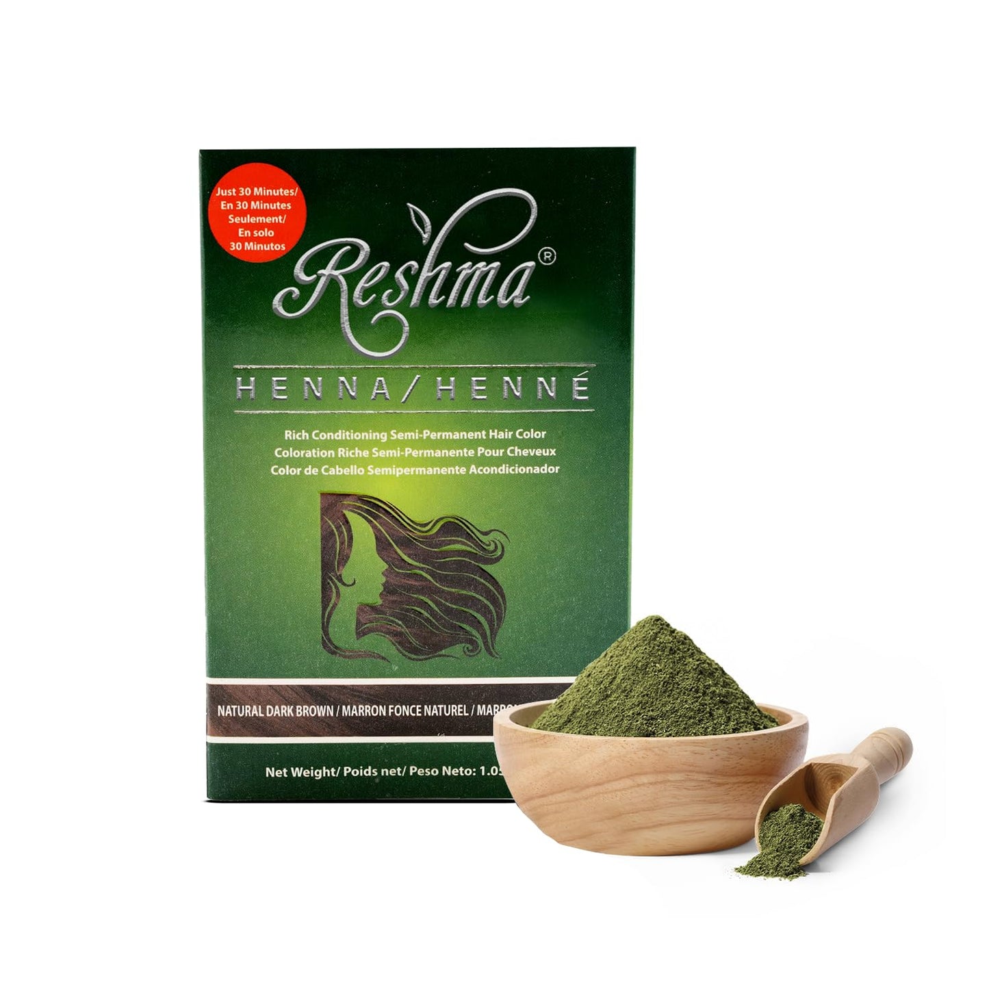 Reshma Beauty 30 Minute Henna Hair Color Infused with Organic Henna Lawsonia Inermis 100% Gray Coverage for Soft, Shiny Hair, Plant-Based Hair