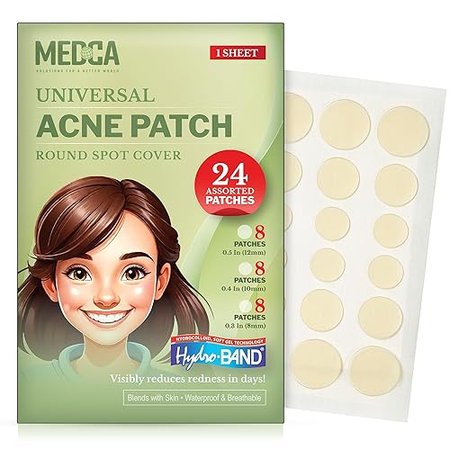 Acne Patches for Face - Hydrocolloid Bandages (24 Count) Pimple Patches for Face in 3 Universal Sizes, Acne Spot Treatment Care for Face & Skin Spot
