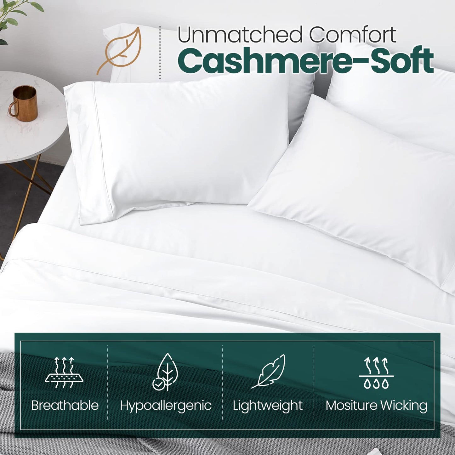 Oasis Fine Linens Island Collection | Soft & Hypoallergenic | Cooling & Moisture Wicking for Hot Sleepers (King/Cirrus)