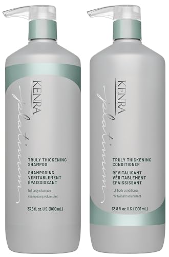Kenra Platinum Truly Thickening Shampoo & Conditioner Set| Volumizing + Fuller-Looking Hair | Adds Body | Lightweight | for Fine & Thin Hair | Sulfate