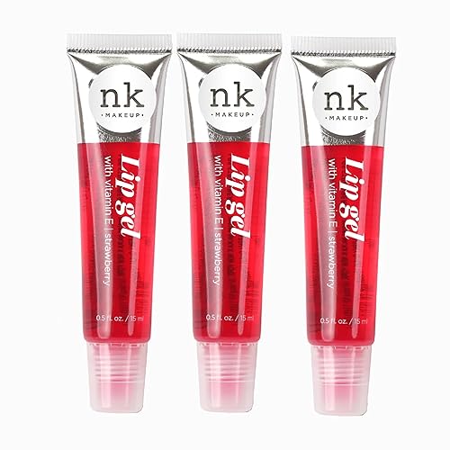 NICKA K NEW YORK Lip Gel, Hydrating, Lightweight, Glides on Effortlessly, Non Sticky Finish Lip Gel Colors Strawberry 3 Pack