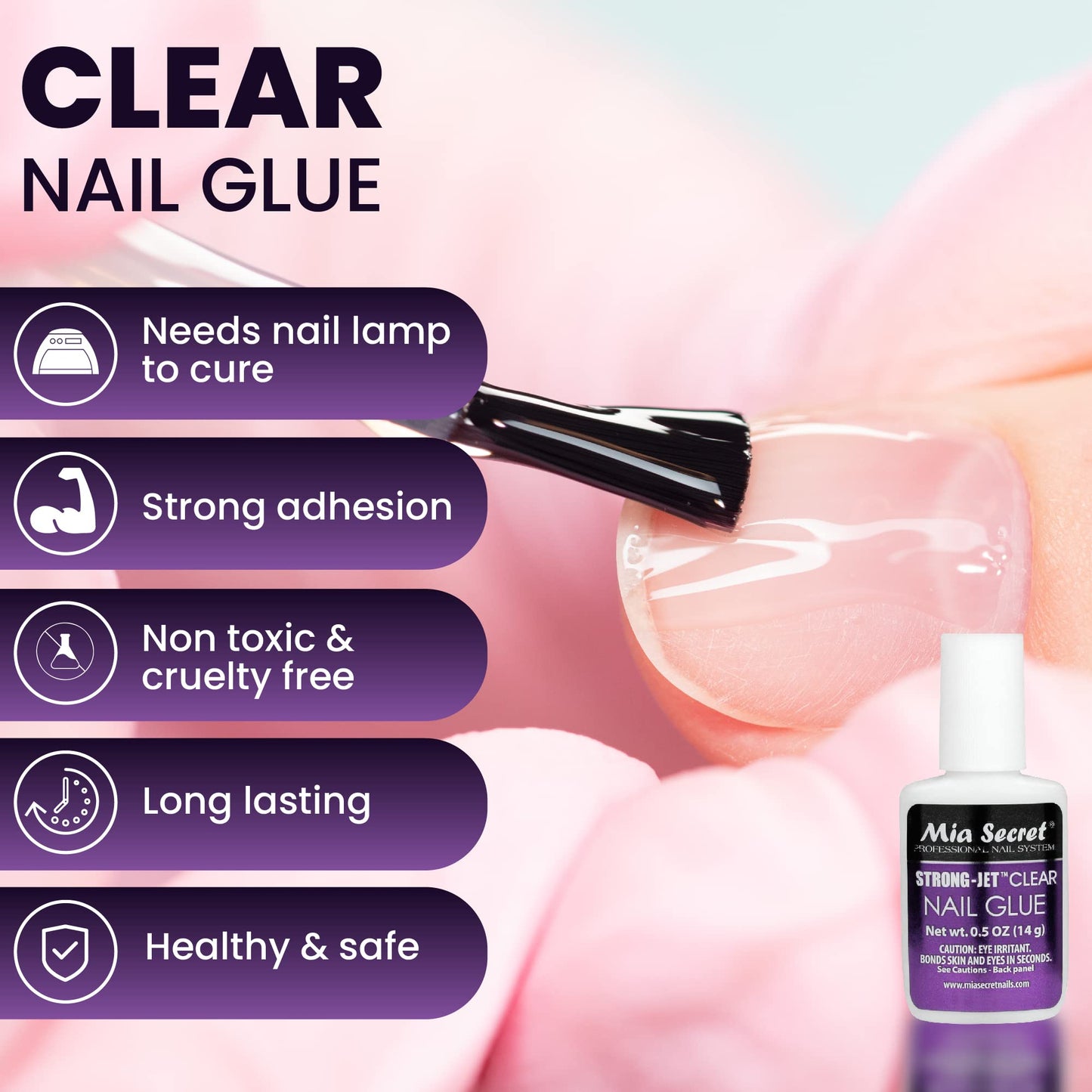 Mia Secret Strong-Jet Brush On Clear Nail Glue 335 - Ideal to adhere Crystals Over Any Acrylic and Gel Surface Beauty & Personal Care Mia Secret