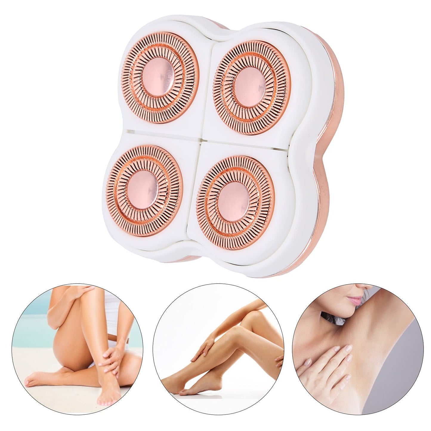DOACT Hair Remover Replacement Head, Rose Gold Plated 4 Head Electric Shaver for Body Hair, Painless Hair Removal Device for Legs Arms Chest Bikini Beauty and Personal Care DOACT