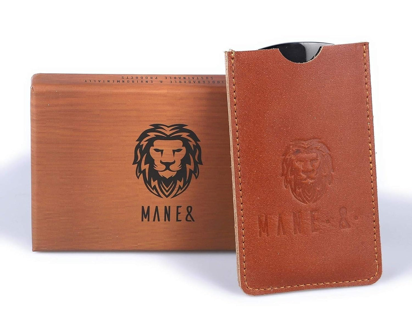Premium 100% Oxhorn Dual-Action Beard Comb with Genuine Leather Case - the Perfect Beard Grooming Gift for Men by Man & Mane.