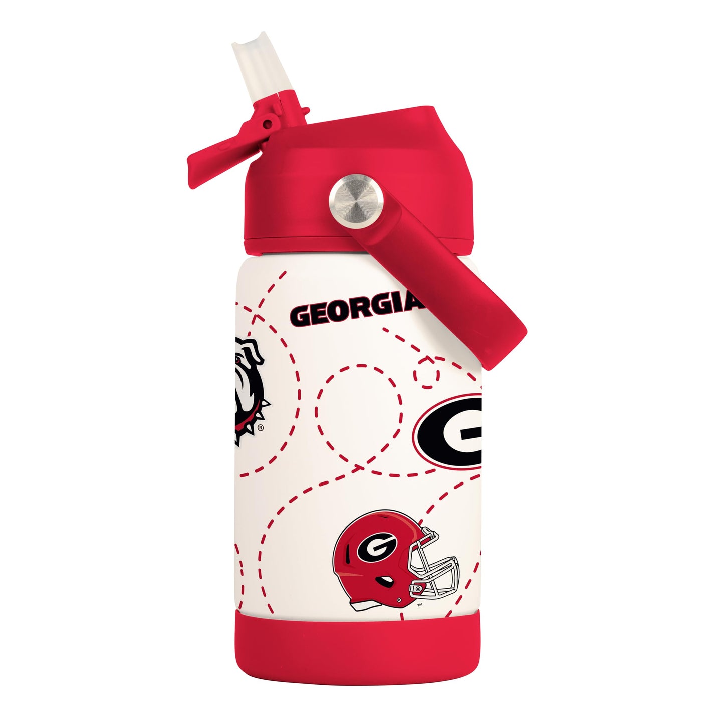 Logo Brands NCAA Georgia Bulldogs Mascot Stainless-Steel Kids Bottle -Soft Silicone Mouthpiece, Easy To Carry, Kid-Friendly Design- Great For School