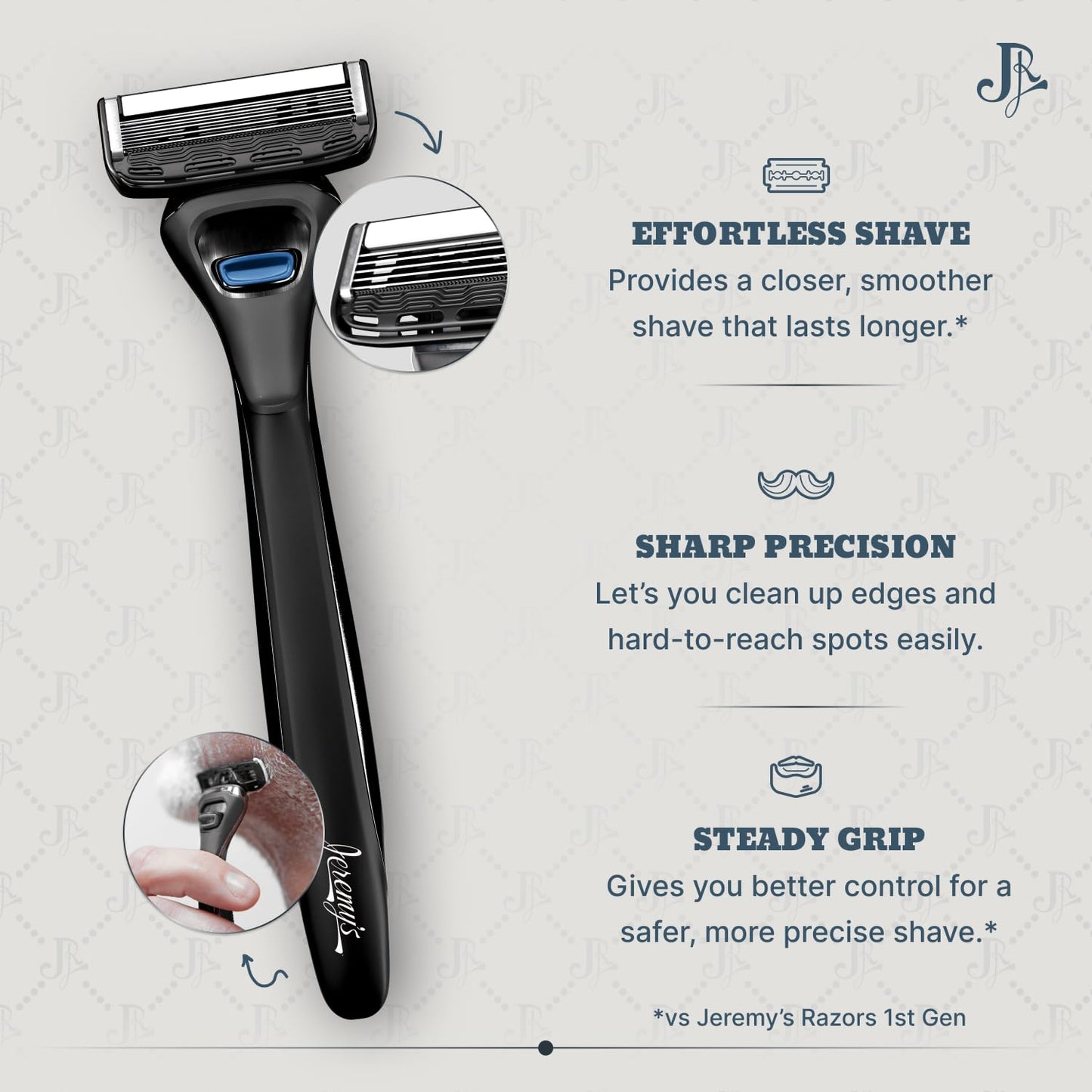 Jeremy's Razors for Men: Precision 5 Blade Razor - Stainless Blades, Lubricating Strip, Precision Trimmer - Men's Shaving Essentials Kit, Travel Beauty and Personal Care Jeremy's