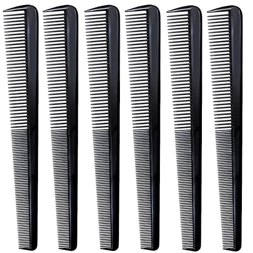 LUXXII (6 Count) 7.5" Barber Hair Comb Beard & Mustache Pocket Combs for Men's Hair Beard Mustache and Sideburns