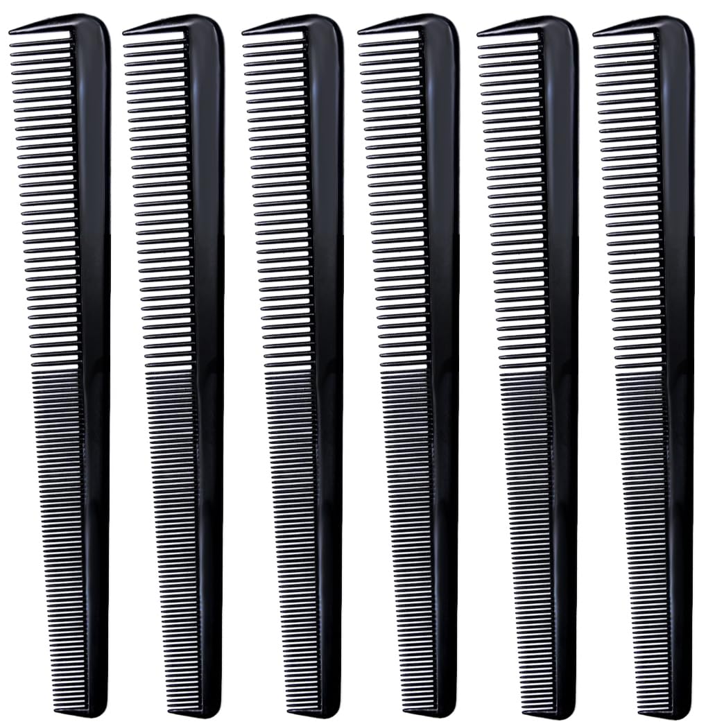 LUXXII (6 Count) 7.5" Barber Hair Comb Beard & Mustache Pocket Combs for Men's Hair Beard Mustache and Sideburns