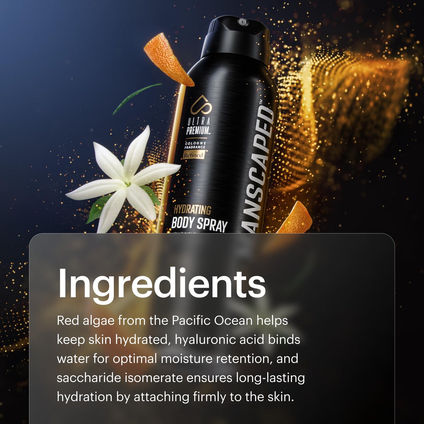 MANSCAPED® UltraPremium Hydrating Body Spray, Non-Greasy Quick Drying Spray-On Moisturizer Formula with Red Algae and Hyaluronic Acid