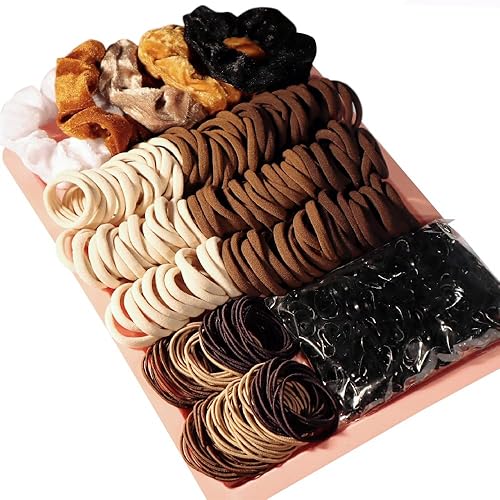 GUOXI Hair Scrunchies For Women,Brown Accessories Set,Seamless Nylon Soft Elastic Ties,Ropes Ponytail Holder Bands Thick and Curly?805PCS?