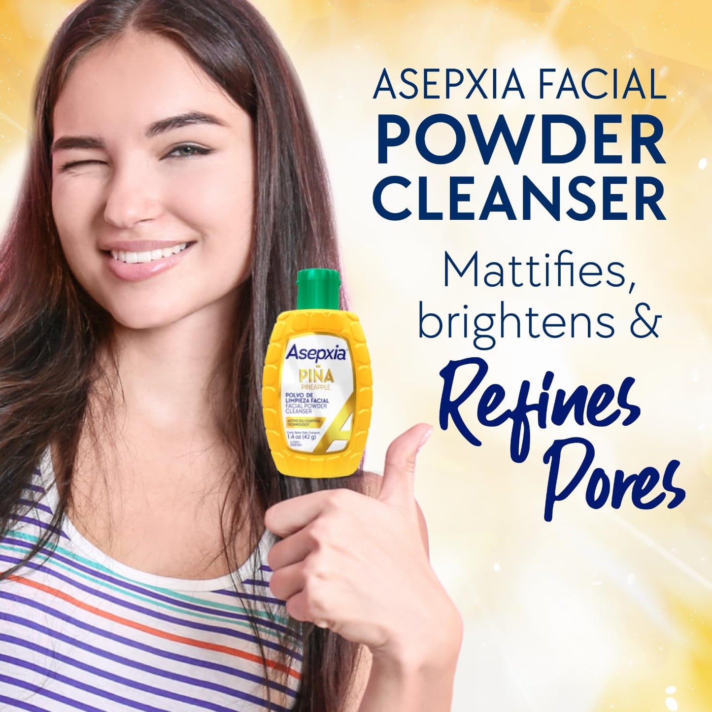 Asepxia Facial Cleanser Powder, Non-Abrasive Exfoliating Face Wash with Natural Pineapple Enzyme, Gentle Water-Activated Foaming Lather for Oily Skin
