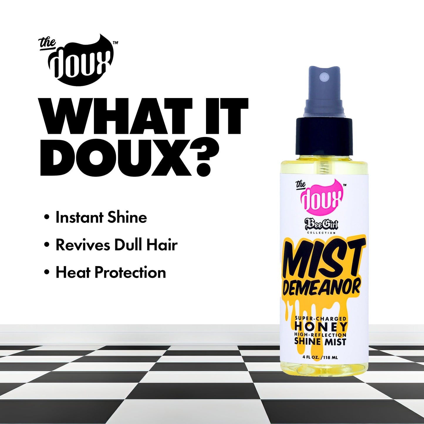The Doux - MIST DEMEANOR Honey Shine Mist - Hair Mist for Shine - Resists Humidity and Provides Heat Protection - Finishing Spray Hair Product