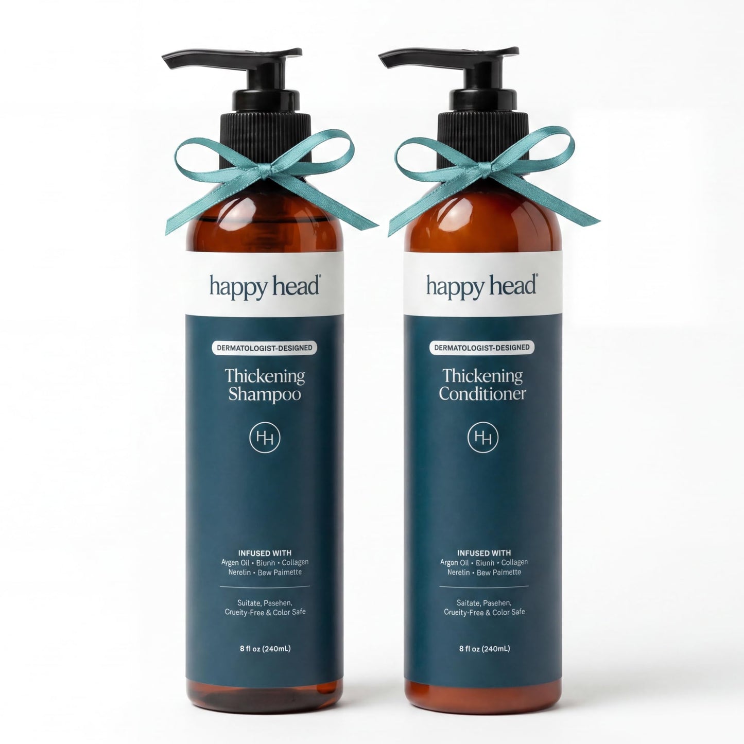 Happy Head Hair Shampoo & Conditioner Set for Men & Women with Biotin, Argan Oil, Collagen & Keratin, Daily Hair Care Routine for All Hair Types
