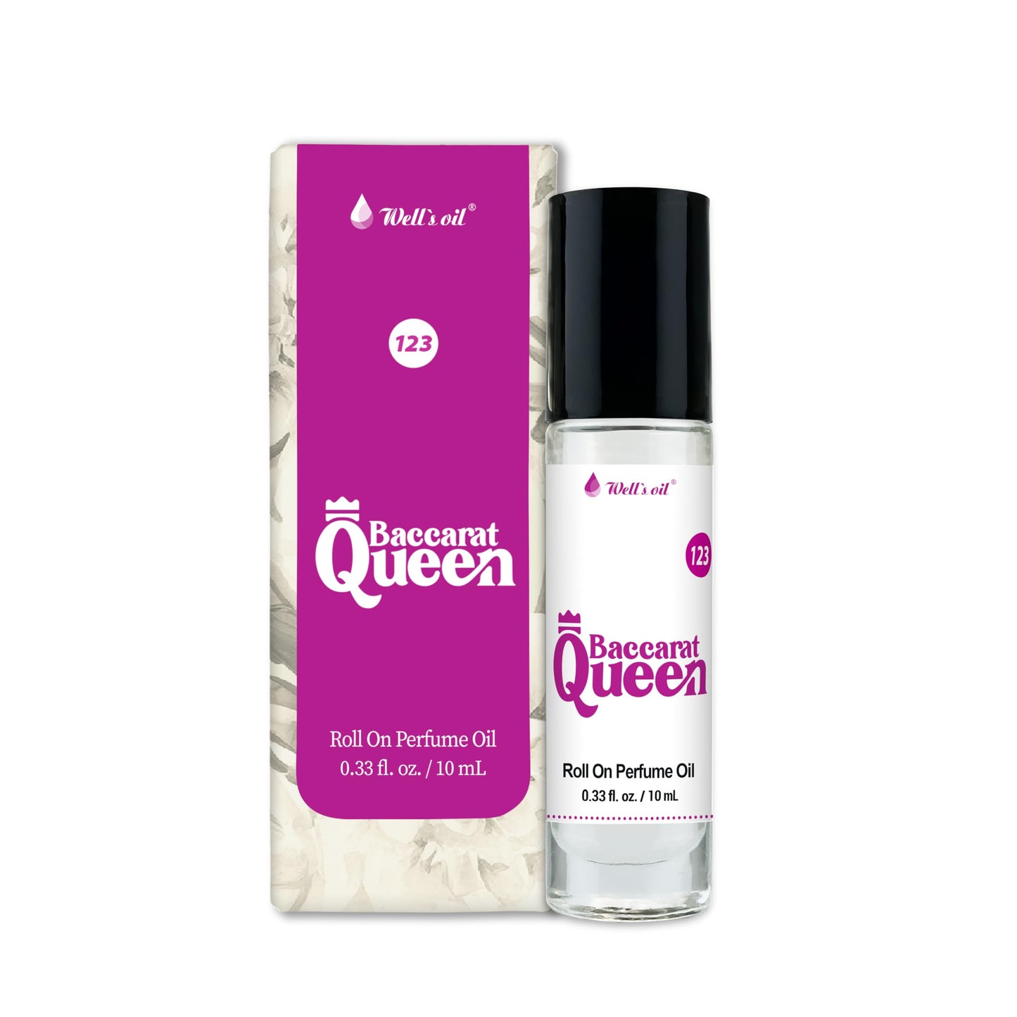 Well's Oil Roll-On Perfume Oil (Bacarat Queen) | Long-Lasting | Paraben-Free | 0.33 Fl Oz / 10 ml
