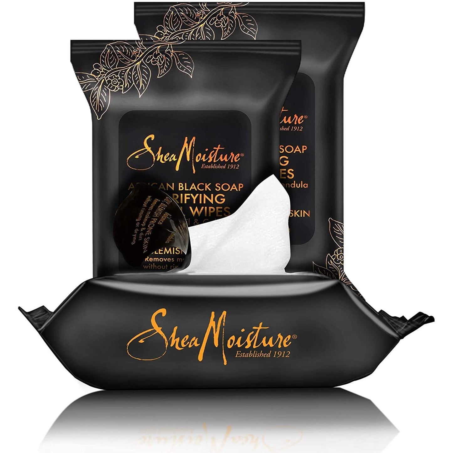 Shea Moisture Makeup Remover Face Wipes, African Black Soap, With Tea Tree Oil & Calendula, Removes Makeup & Dirt to Clarify Oily Blemish Prone Skin