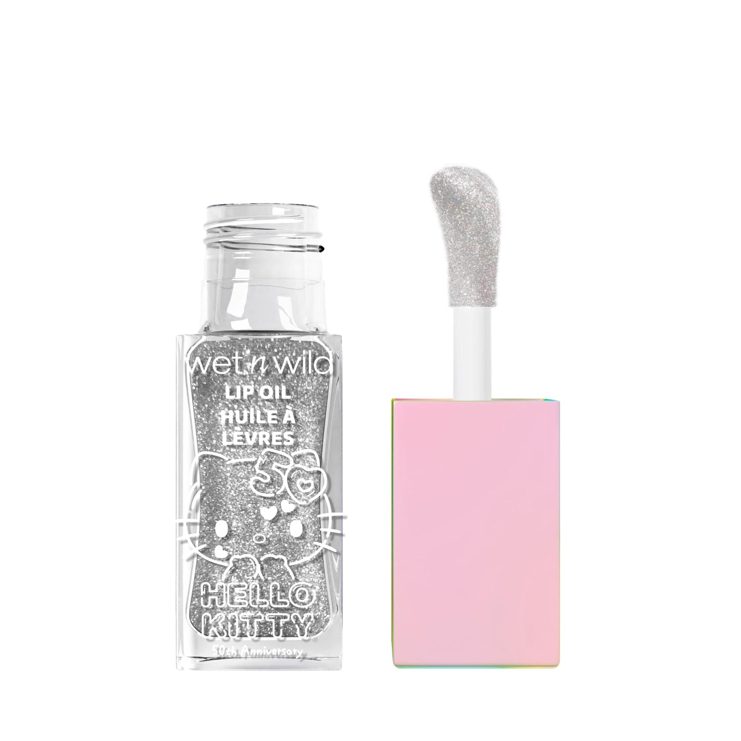 wet n wild Hello Kitty Glitter Lip Oil, New 10 Oil Infused Formula, Warm Apple Pie Lightly Scented, Sparkly Bold Colors, Cruelty-Free & Vegan -