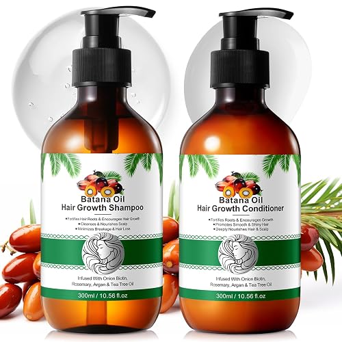 Batana Oil Shampoo and Conditioner Set - Thickening Hair Products for Women and Men with Raw Organic Batana Oil for Hair Growth - Paraben and Silicone